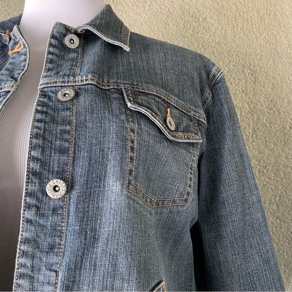 “Chico’s” Denim Jean Jacket with Rhinestones size 12 - Picture 7 of 12